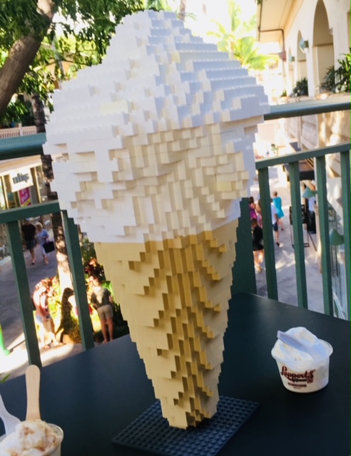 close up of lego white and tan ice cream cone