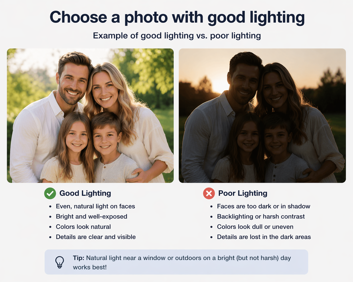 choose a photo with good lighting