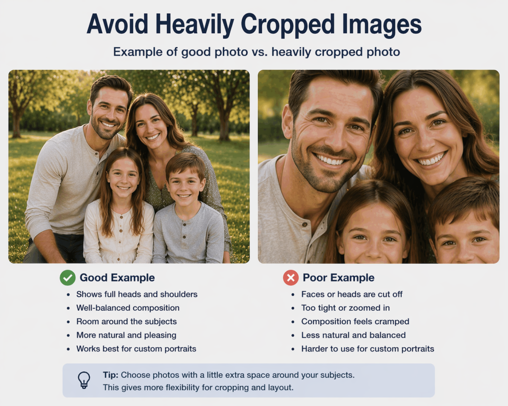 Avoid heavily cropped images